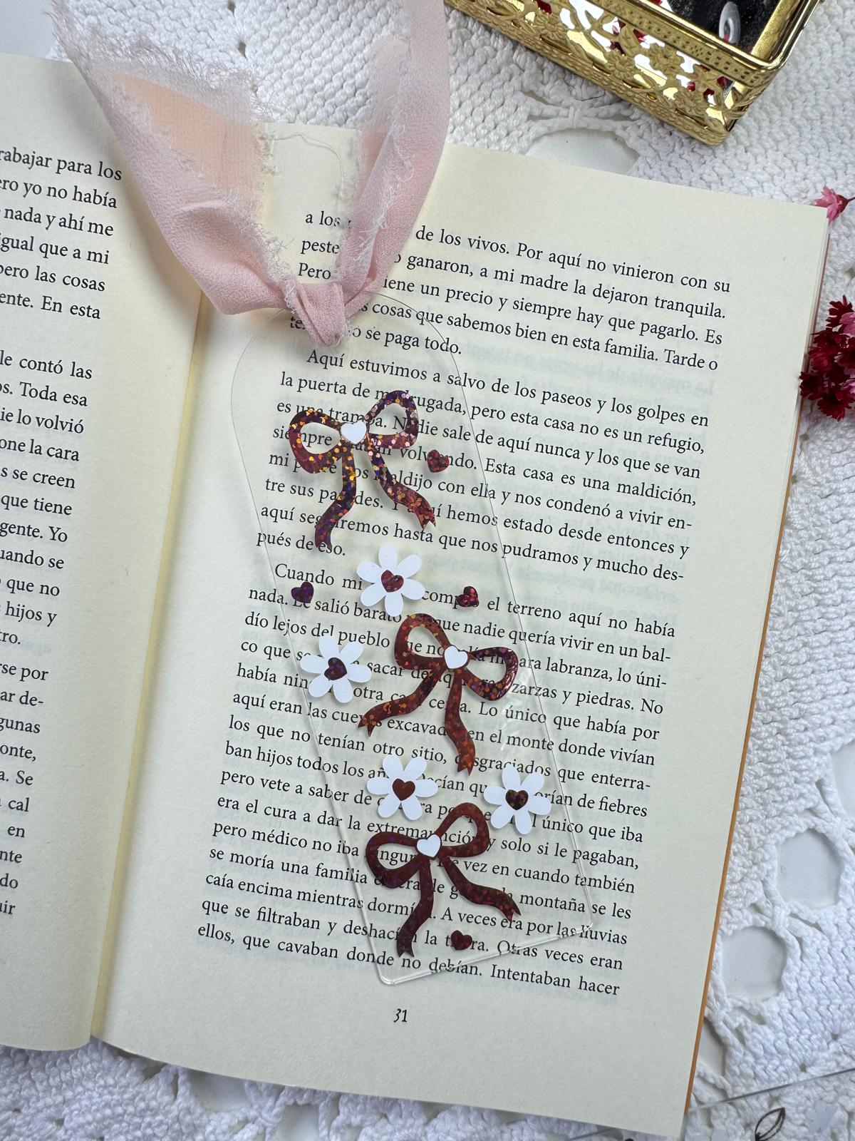 Marcador de livro em acrílico Laço coquete